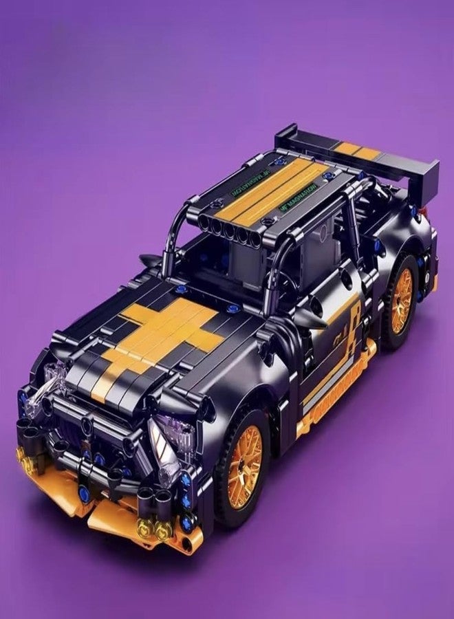 مجموعة مكعبات بناء سيارة سباق JOYJAY بمقياس 1:18 (422-520 قطعة) | لعبة تجميع إبداعية لهواة الجمع والمتحمسين | طقم نموذج مكعبات متوافق (سيارة موستانج برتقالية (520 قطعة)) - Image 2